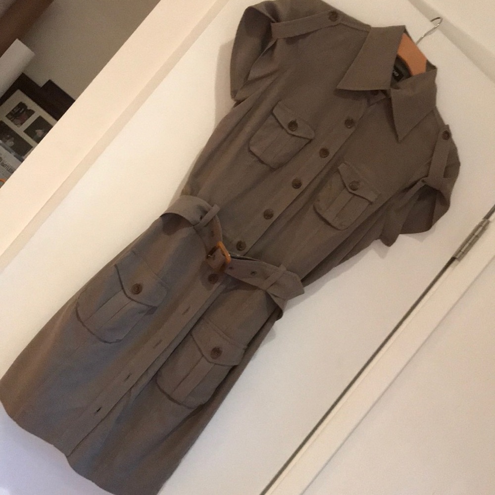 Bebe small button-up green dress